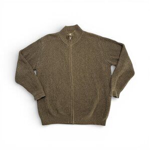 L.L. BEAN Full Zip Cardigan Sweater MOCK NECK - MENS XL Regular - Olive Green